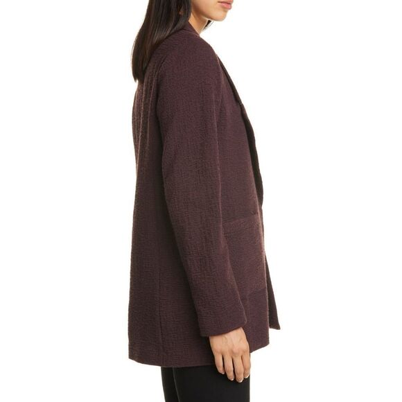New! EILEEN FISHER Women's Textured Oversized Jacket Blazer Open-Front Casis - Picture 4 of 6